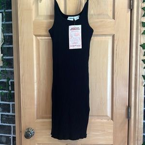 Black ribbed knee length dress